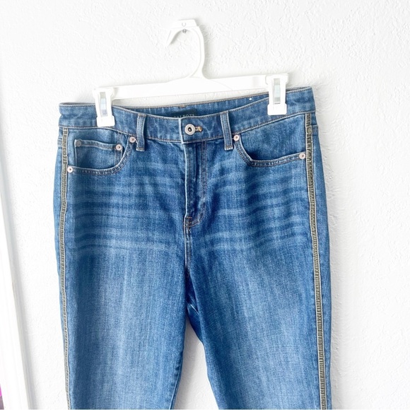 Talbots Jeans Women’s 10 Modern Ankle Jeans Green Velvet Stripe - Picture 3 of 7